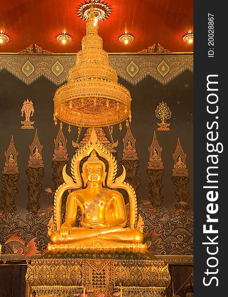 Famous image of buddha at Wat Tha Luang Phichit province Thailand