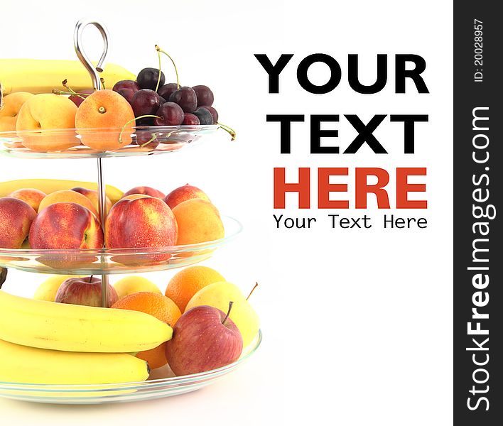 Fresh fruits in a glass fruit bowl