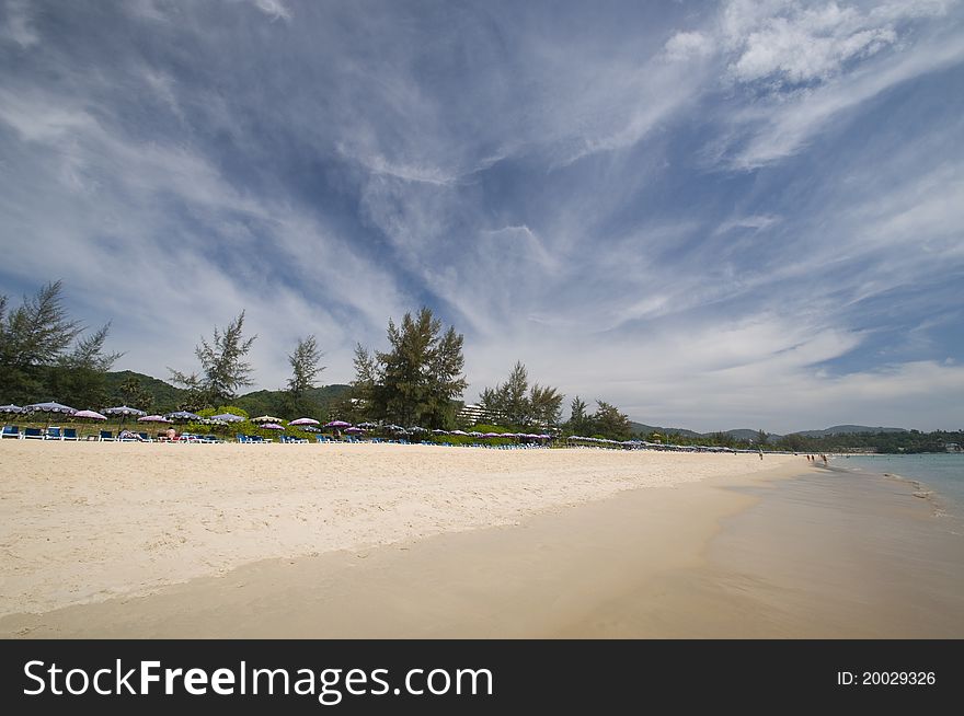 Karon beach and blue sky at Phuket province Thailand