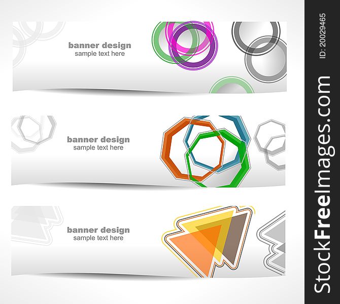 Illustration set of three modern banner designs for websites. Illustration set of three modern banner designs for websites