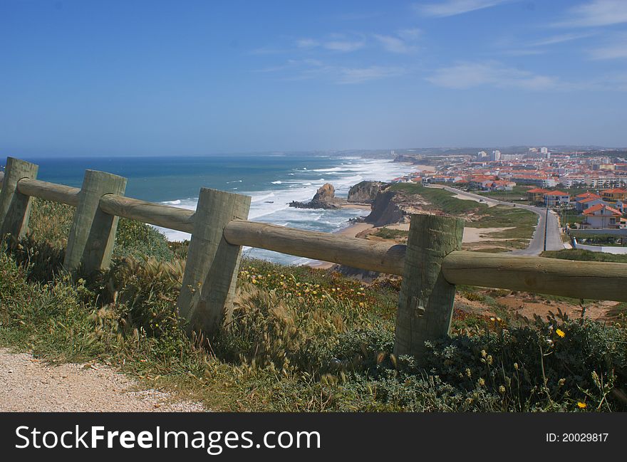 The Portuguese landscape, Atlantic ocean, fishing village, rocky coast, on rock, sea open space