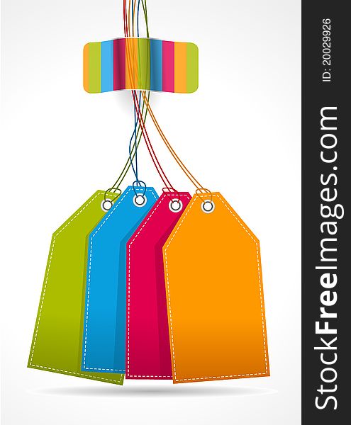 Plain colorfull tags with rainbow sticker