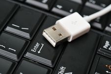 Data Cable On Enter Key Stock Photography