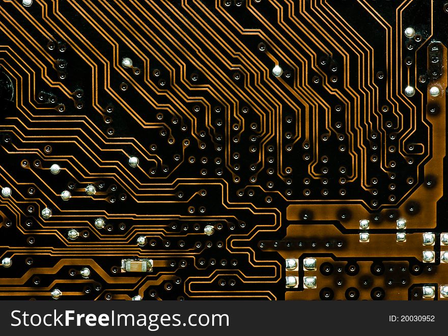 Paths on the printed-circuit board of computer motherboard