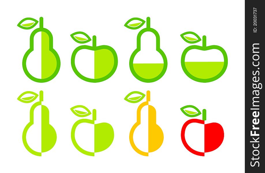 Collection of fruits on white background