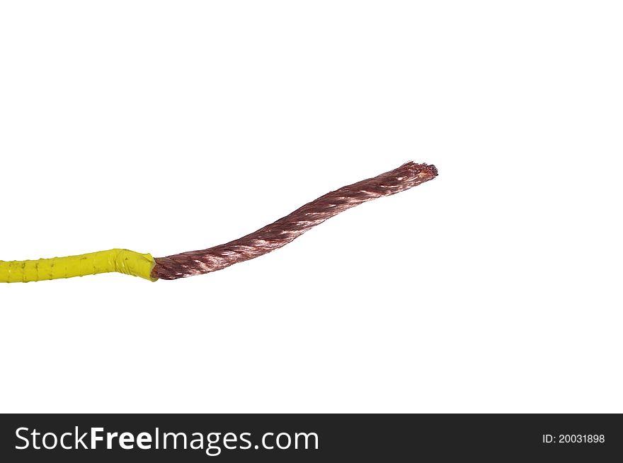 Electric cable on white background