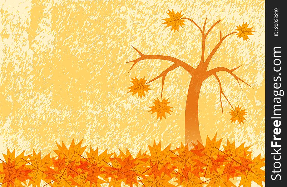 Autumn background with solitary tree