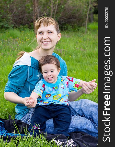 Young mother with son outdoor