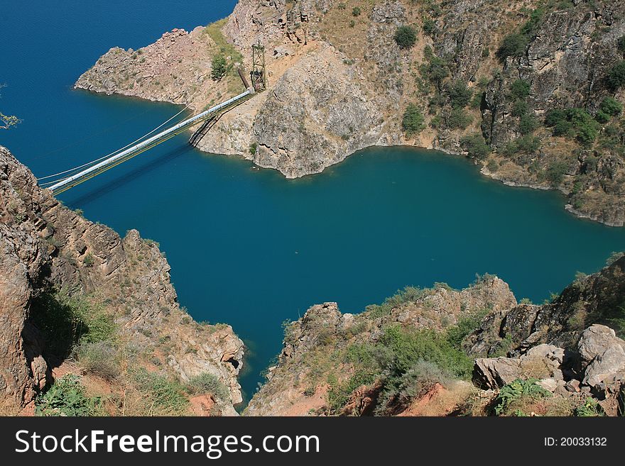 This mountain lake is called a lake of donkeys. It is situated in Uzbekistan mountains, the mountain system of Pamir and Tien Shan. This is a part of a huge lake with different name.