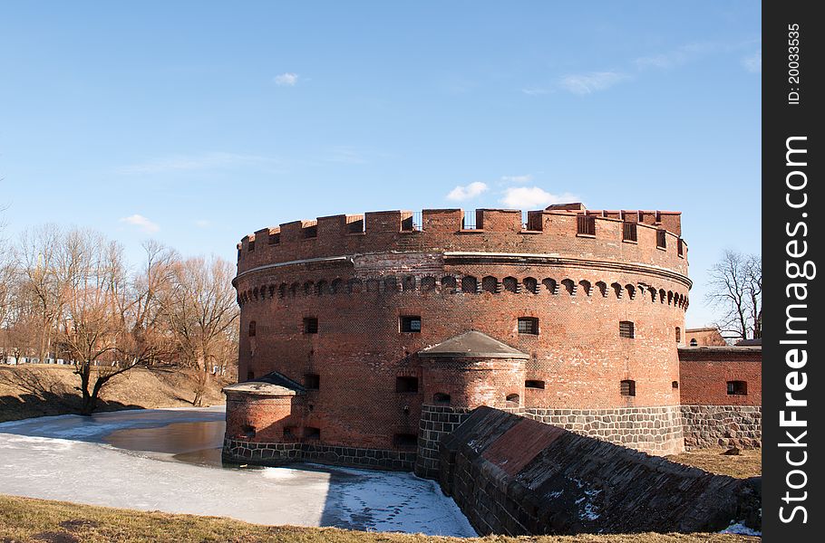 Old historic fortress on sunny winter day