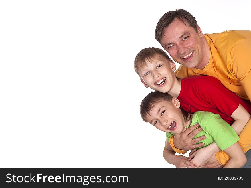 Cute family of a three on a white background. Cute family of a three on a white background