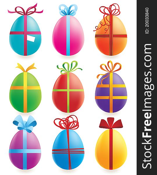 Set of 9 colorful Easter eggs. Set of 9 colorful Easter eggs
