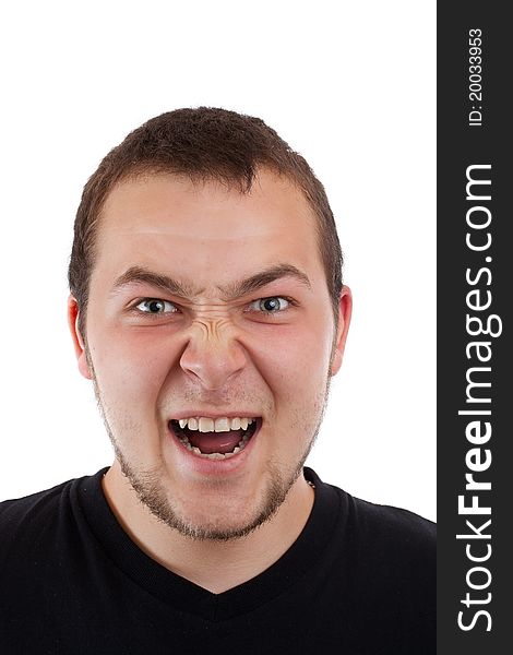 Man with angry facial expression. Man with angry facial expression