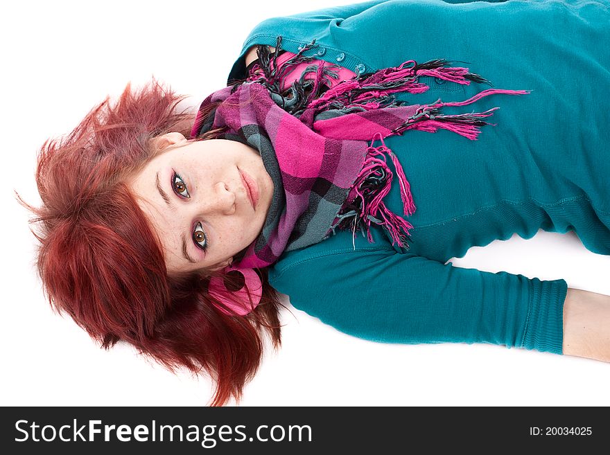 Teenager Girl Lying In Floor