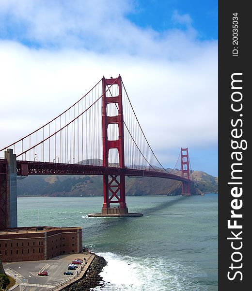 Vertical shot of San Francisco's most famous landmark. Vertical shot of San Francisco's most famous landmark