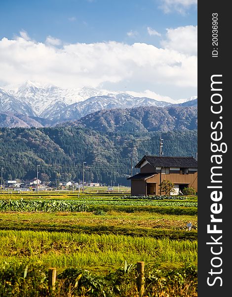 View on the mountains in the countryside of Japan