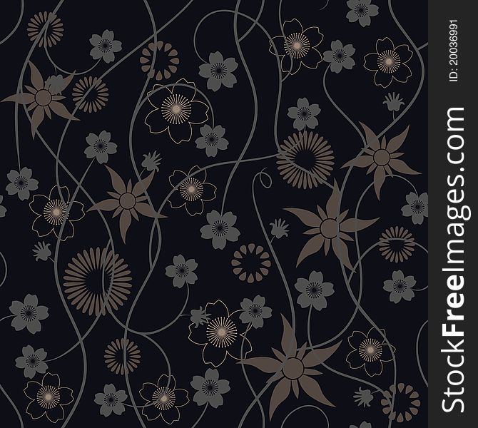 Abstract Flowers - Seamless Pattern