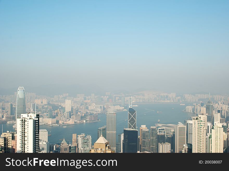 Hong kong panoramic view from victoria peak