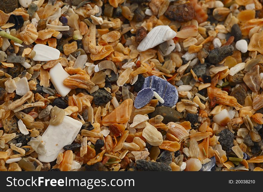 A macro of shell particles at the Sand Beach in Acadia National Park, Maine, United States. A macro of shell particles at the Sand Beach in Acadia National Park, Maine, United States.