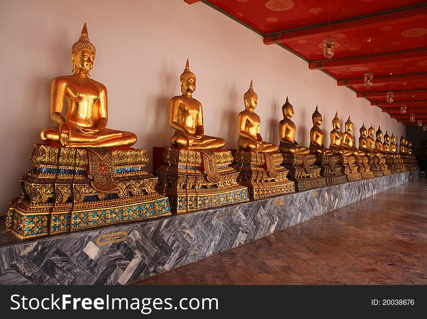 Wat Pho buddhist temple, Bangkok, Thailand. Monk statues. Wat Pho buddhist temple, Bangkok, Thailand. Monk statues.