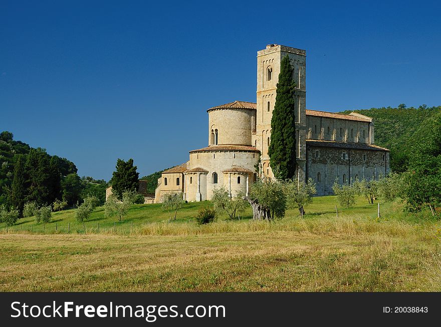 A famous romanesque abbey in Tuscany. A famous romanesque abbey in Tuscany