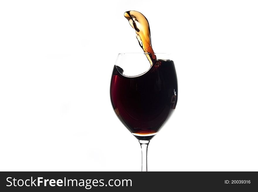 Glass wine splash as white isolate background