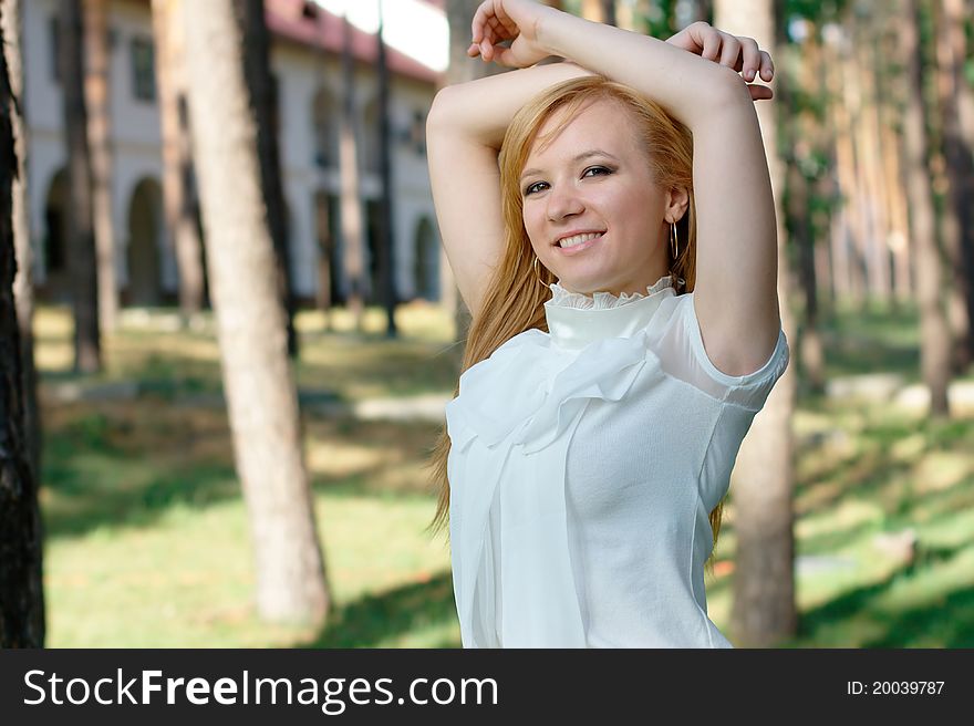 Teenage girl posing at the park. Teenage girl posing at the park