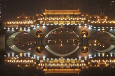 Ancient Chinese Bridge Sparkling At Night Stock Photo Ancient Chinese Bridge Sparkling At Night Stock Photo