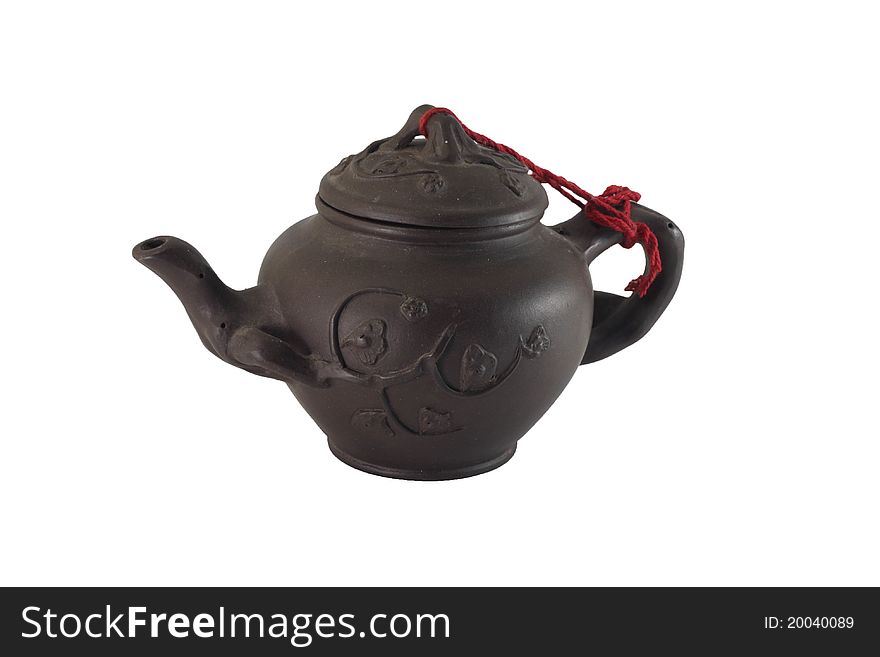 Chinese tea pot style on white backtround