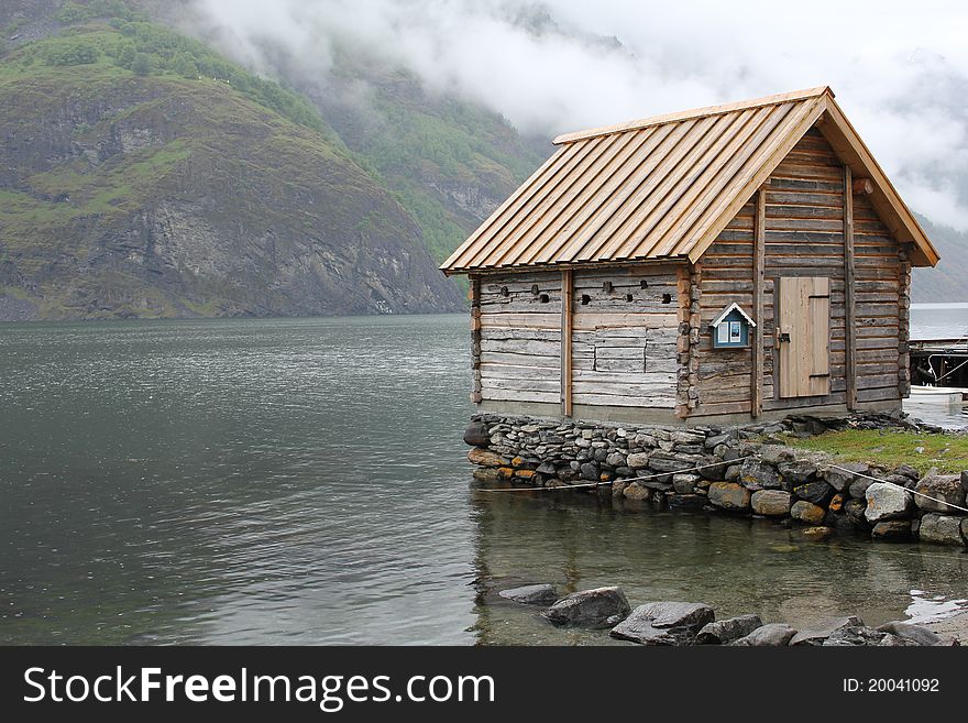 Norwegian cabin in Undredal on the Aurlandsfjord, Western Norway