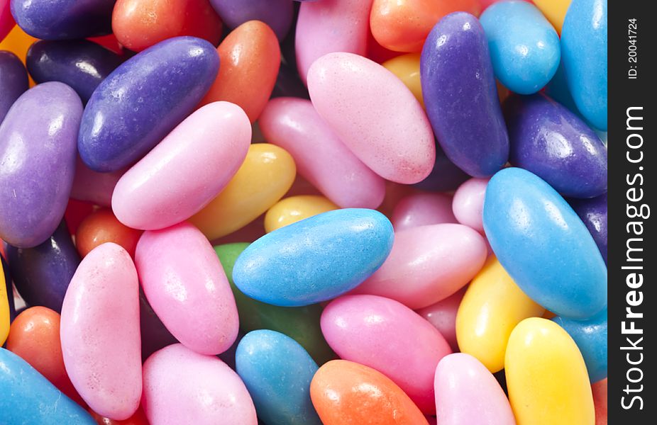 Jelly beans in many different colors - close up