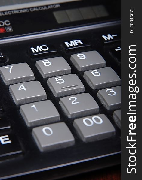 Buttons of calculator. Macro. Closeup.