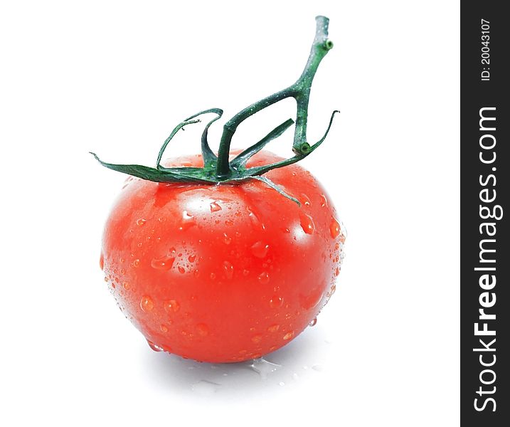 One tomato isolated on a white background