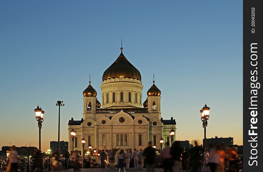 Night view of the Christ the Savior Cathedral, Moscow, Russia