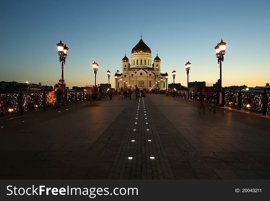 Night view of the Christ the Savior Cathedral, Moscow, Russia