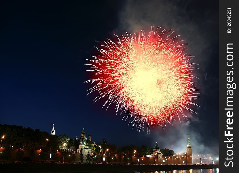 Fireworks over the Moscow Kremlin. Russia