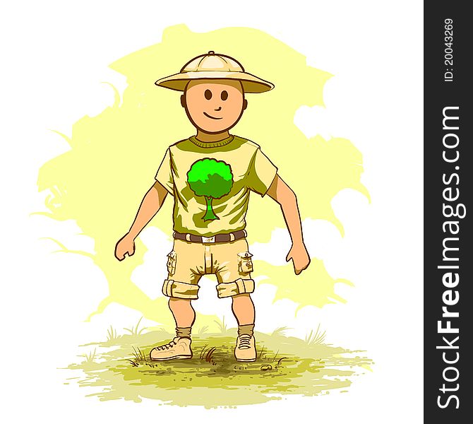 Environmental - illustration of a boy explorer