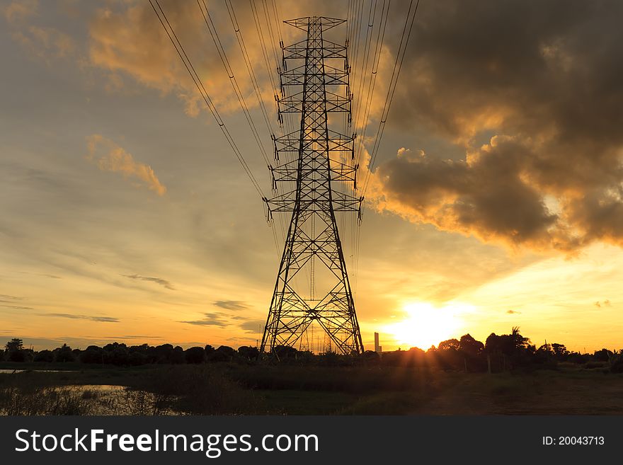 High-voltage towers that delivers power to the provinces to the bright and functional. High-voltage towers that delivers power to the provinces to the bright and functional