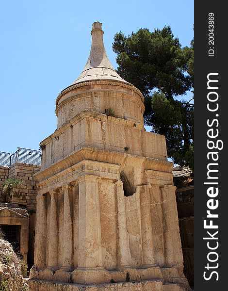 Tomb of Absalom or Absalom's Pillar in the Kidron Valley in Jerusalem, Israel