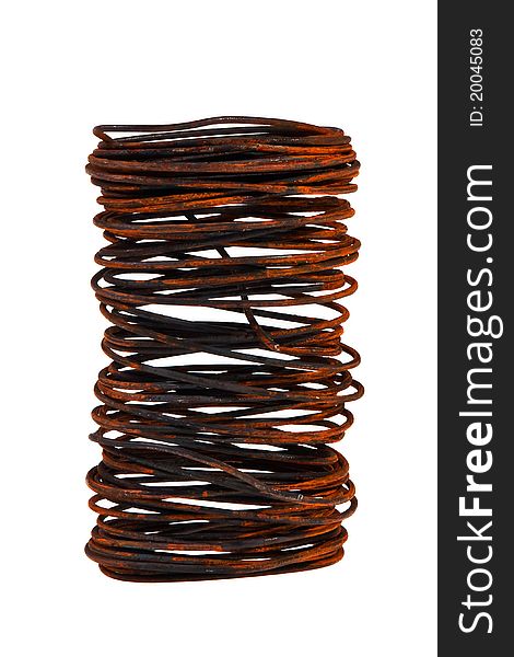 Bundle of iron rusty wire isolated over white background. Bundle of iron rusty wire isolated over white background.