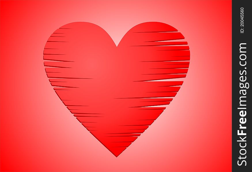 One broken heart on red background