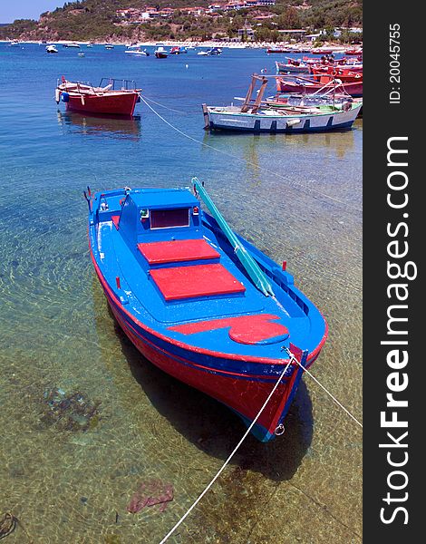 Boats near Ouranopolis, Athos Peninsula, Mount Athos, Chalkidiki, Greece. Boats near Ouranopolis, Athos Peninsula, Mount Athos, Chalkidiki, Greece