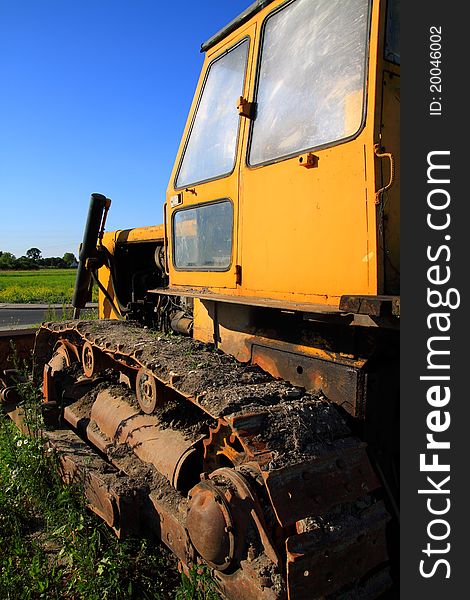 Photo of bulldozer in the background a great view. Photo of bulldozer in the background a great view