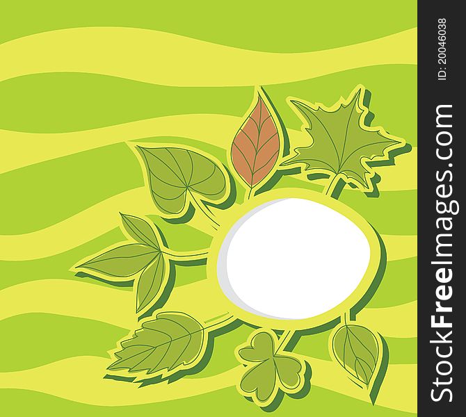 Summer leaves background illustration with white flame