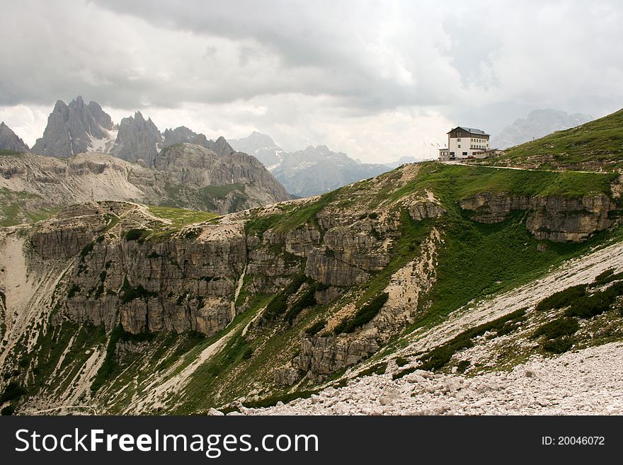 Italian mountains and mountain shelter. Italian mountains and mountain shelter.