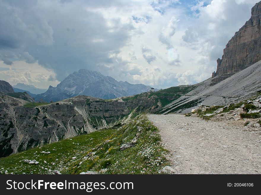 Road in Italian Dolomites mountain. Road in Italian Dolomites mountain.