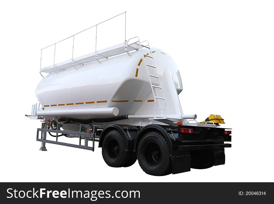 The image of cement semitrailer under the white background