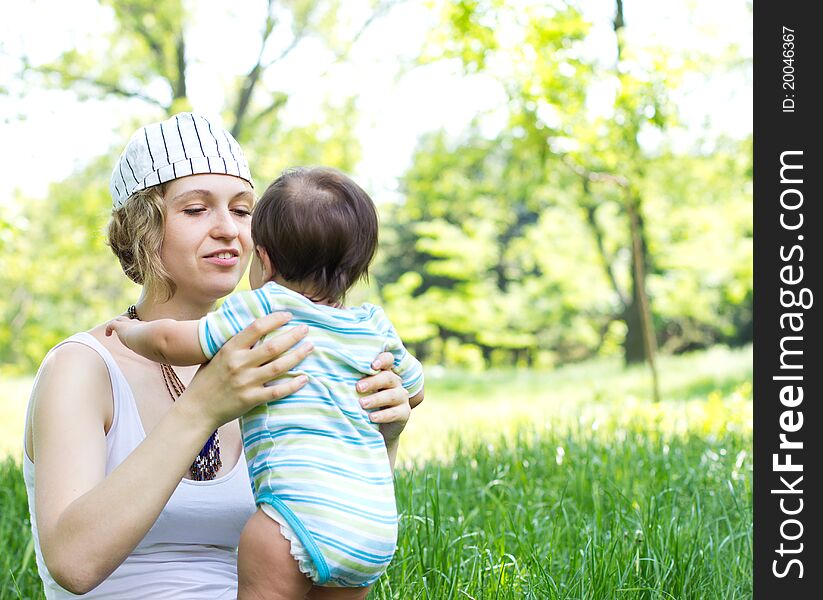 Mother with son relaxing outdoor