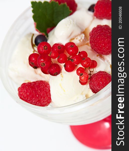 Ice cream with raspberries and currants. Ice cream with raspberries and currants