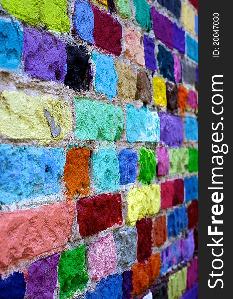 Outdoor wall from different colours old brick. Outdoor wall from different colours old brick